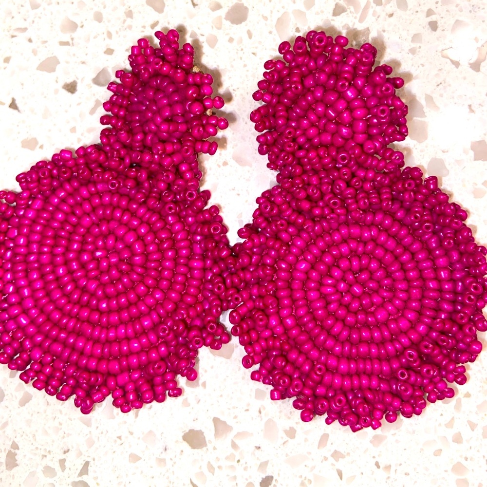 Hot pink earrings. Medium.